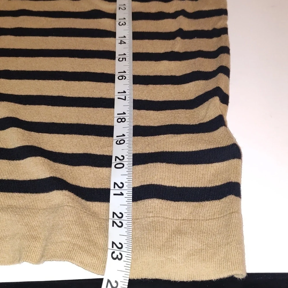J. Crew Tan and Black Striped Long Sleeve Top 100% Cotton Size Medium